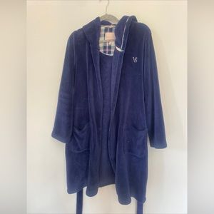 VICTORIAS SECRET WOMENS FUZZY BATH ROBE BLUE SZ M